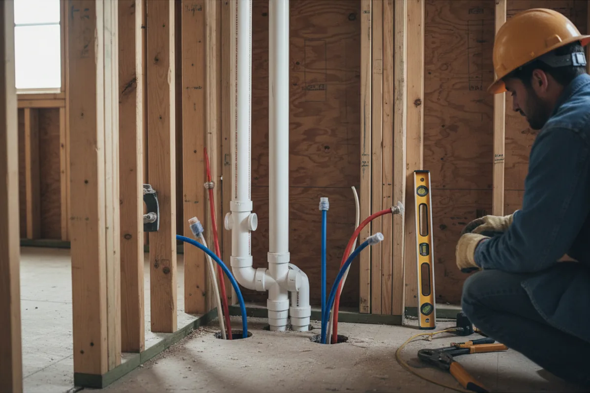 Drain and supply rough-in during Garbage Disposal Repair in Winesburg