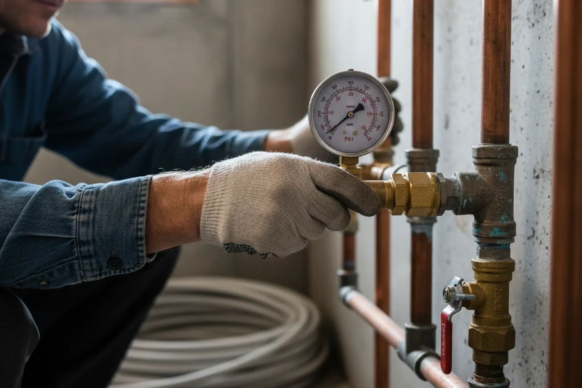 Pressure testing a repaired line during Water Line Repair in Winesburg